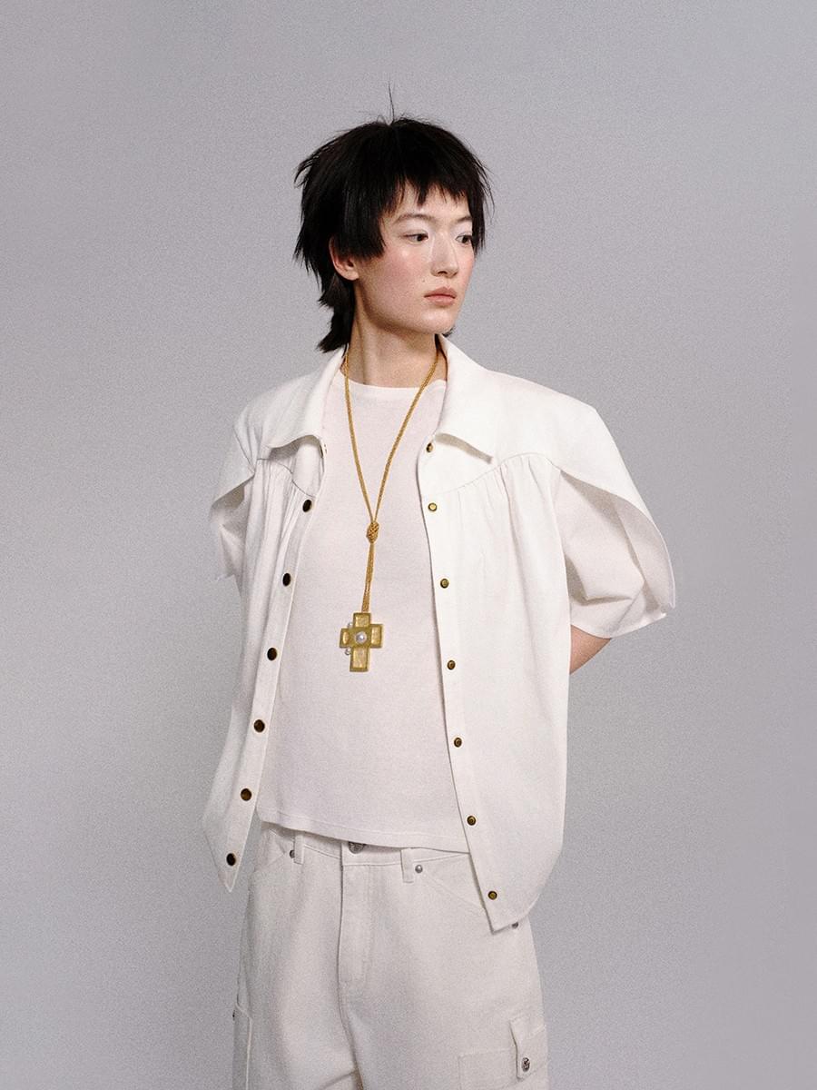 TOKOKKINO* Double - Layer Small Cloak Shirt