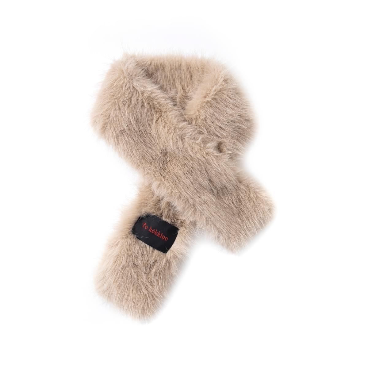 Small multi-colored scarves made of fox fur