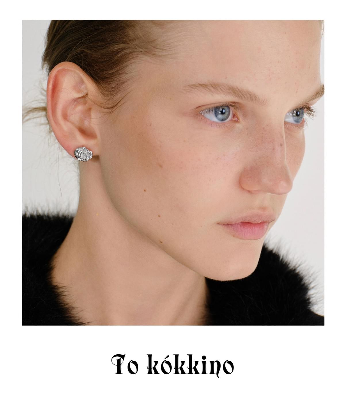 925银天然水晶花耳钉Stud Earring