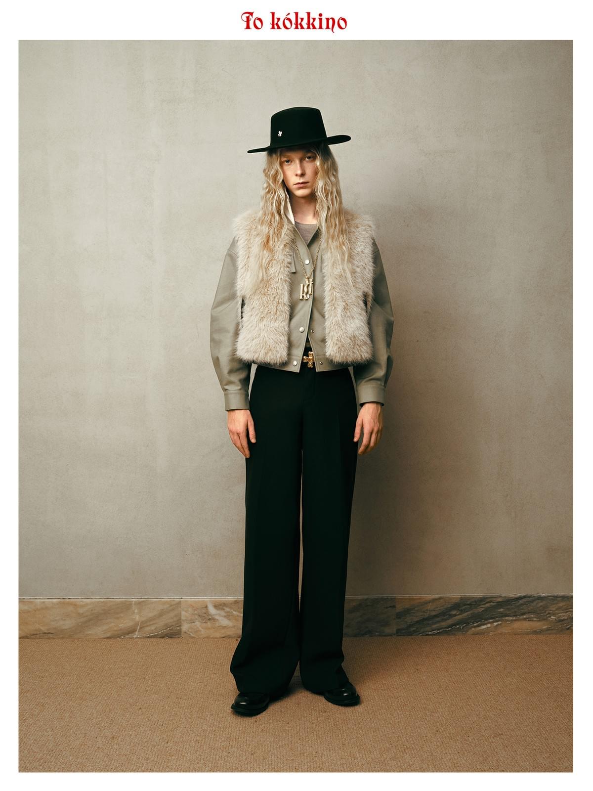 tokokkino* Flat-Brim Fedora Hat