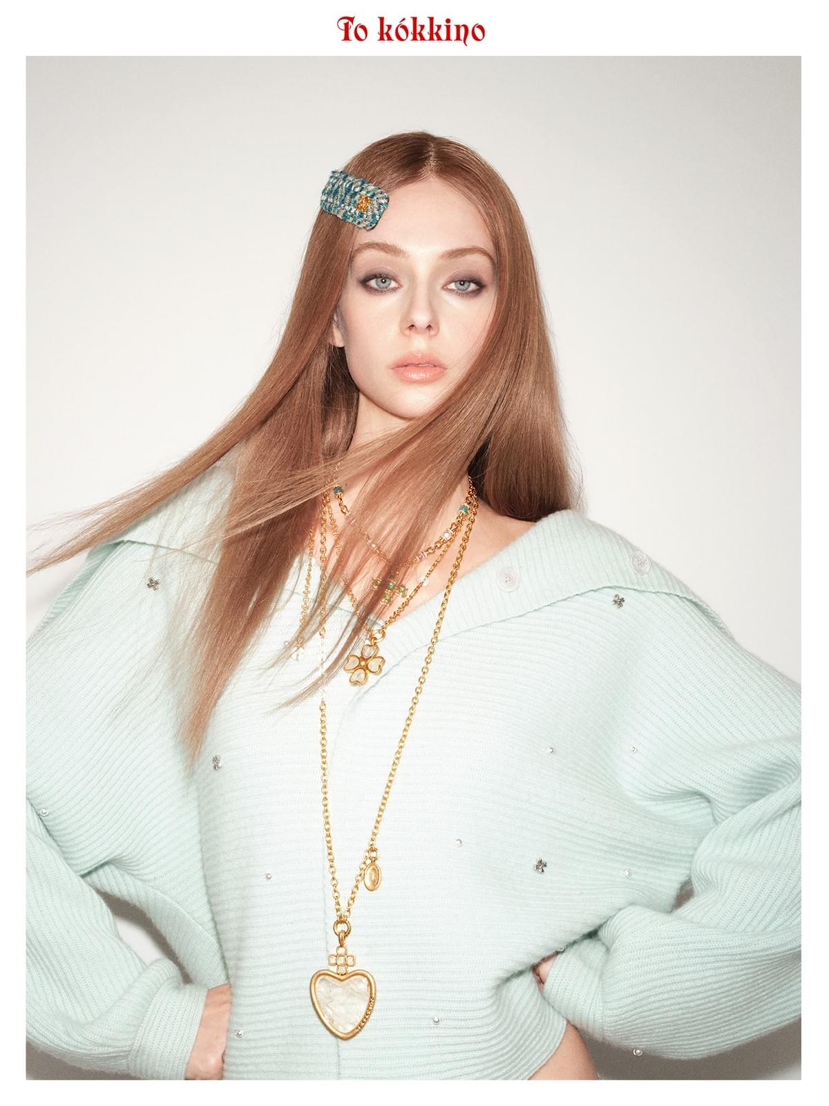 tokokkino*「Green Shadow」Chrysoberyl Cat's Eye Bowknot Flower Necklace