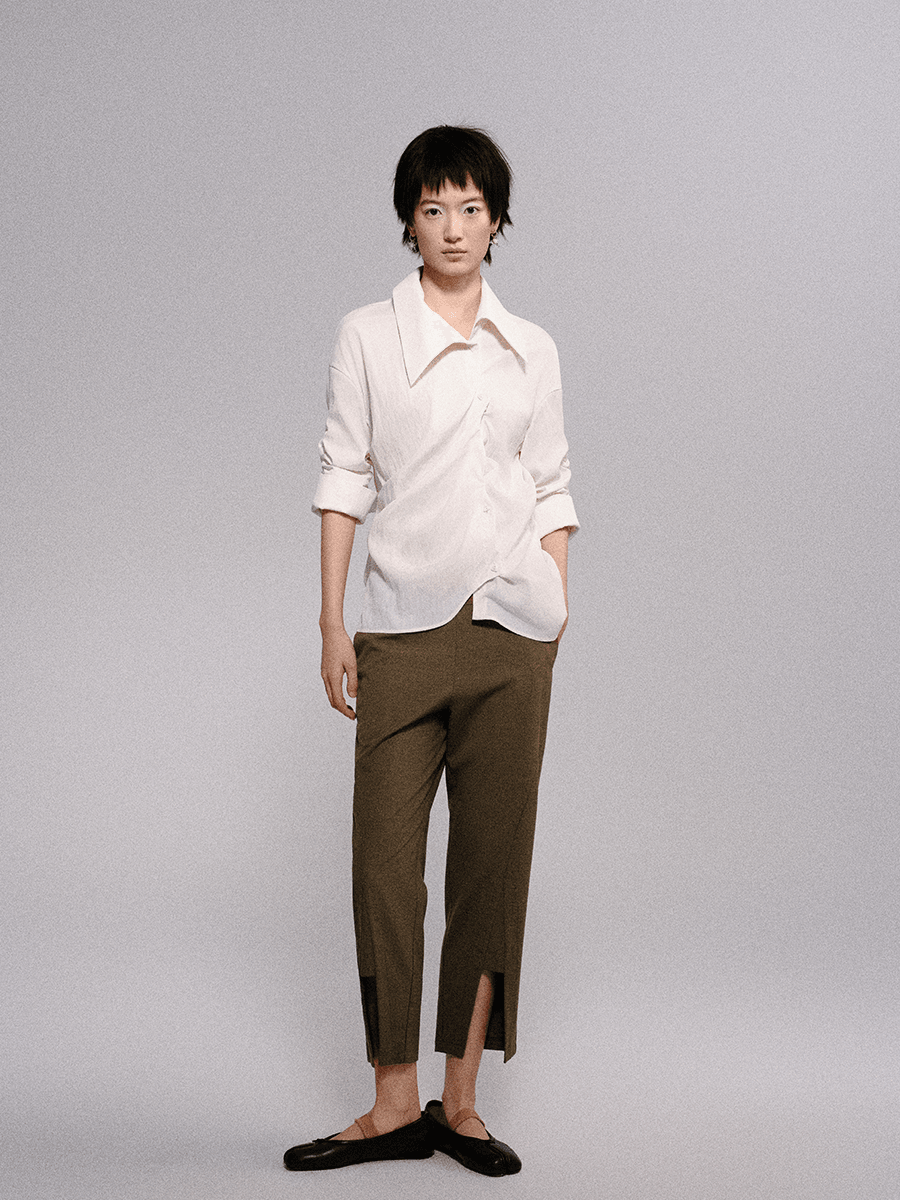 irregularly pleated shirt
