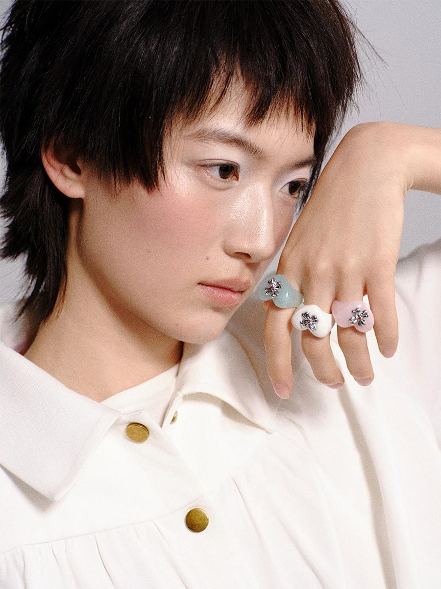 Bow and heart acrylic ring