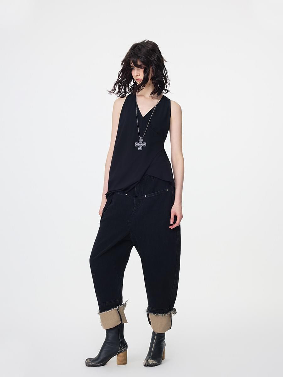 TOKOKKINO* Irregular Double-Layer Vest