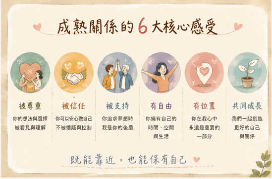 《成熟自我》成熟的愛，不是失去自己，而是在關係裡自在做自己的同時，也靠近伴侶｜邀請戀愛學