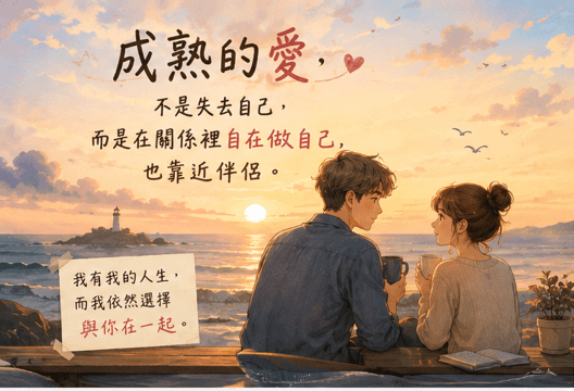 《成熟自我》成熟的愛，不是失去自己，而是在關係裡自在做自己的同時，也靠近伴侶｜邀請戀愛學