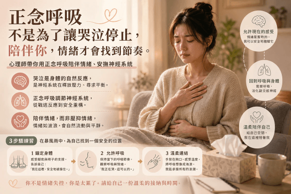 正念呼吸能讓哭泣停止嗎？心理師帶你用正念呼吸陪伴情緒、安撫神經系統