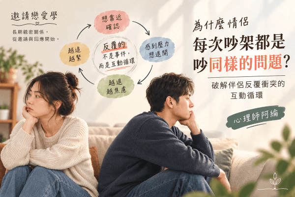 為什麼情侶每次吵架都是吵同樣的問題？破解伴侶反覆衝突的互動循環
