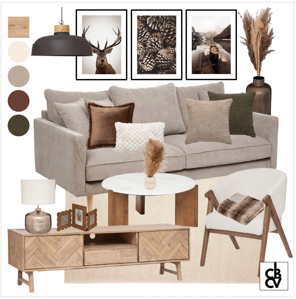 Un pack de mobilier color design avec un canapé bleu, un tapis et une table basse