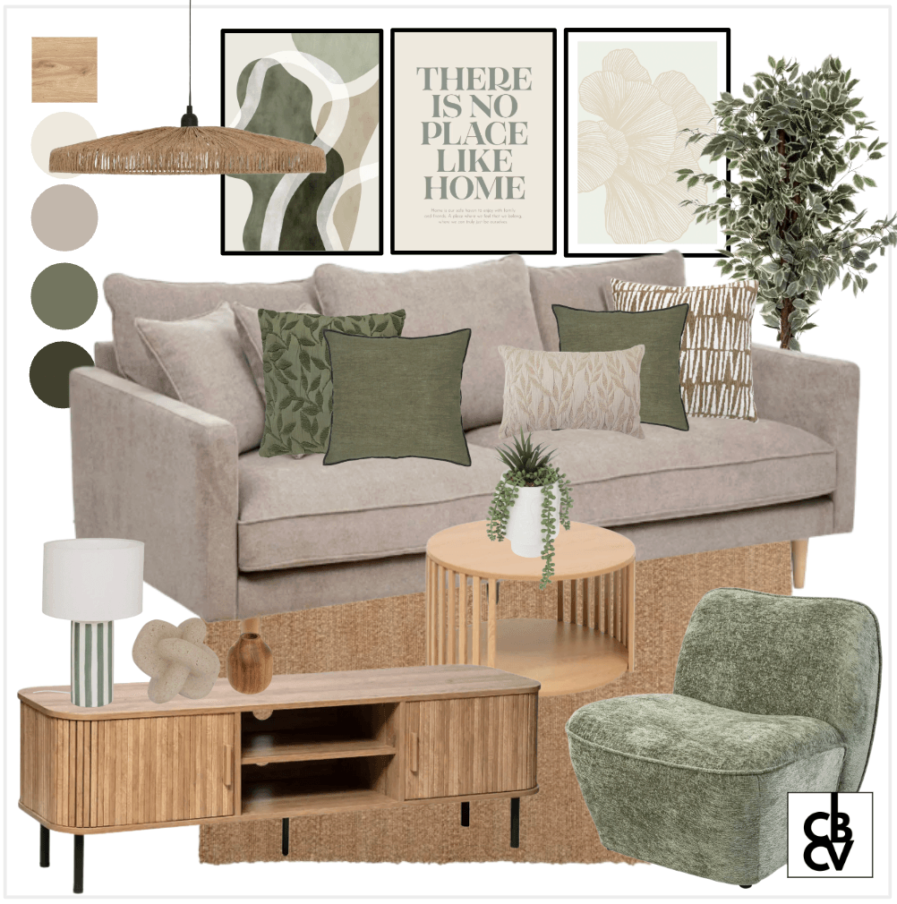 Un pack de mobilier color design avec un canapé bleu, un tapis et une table basse