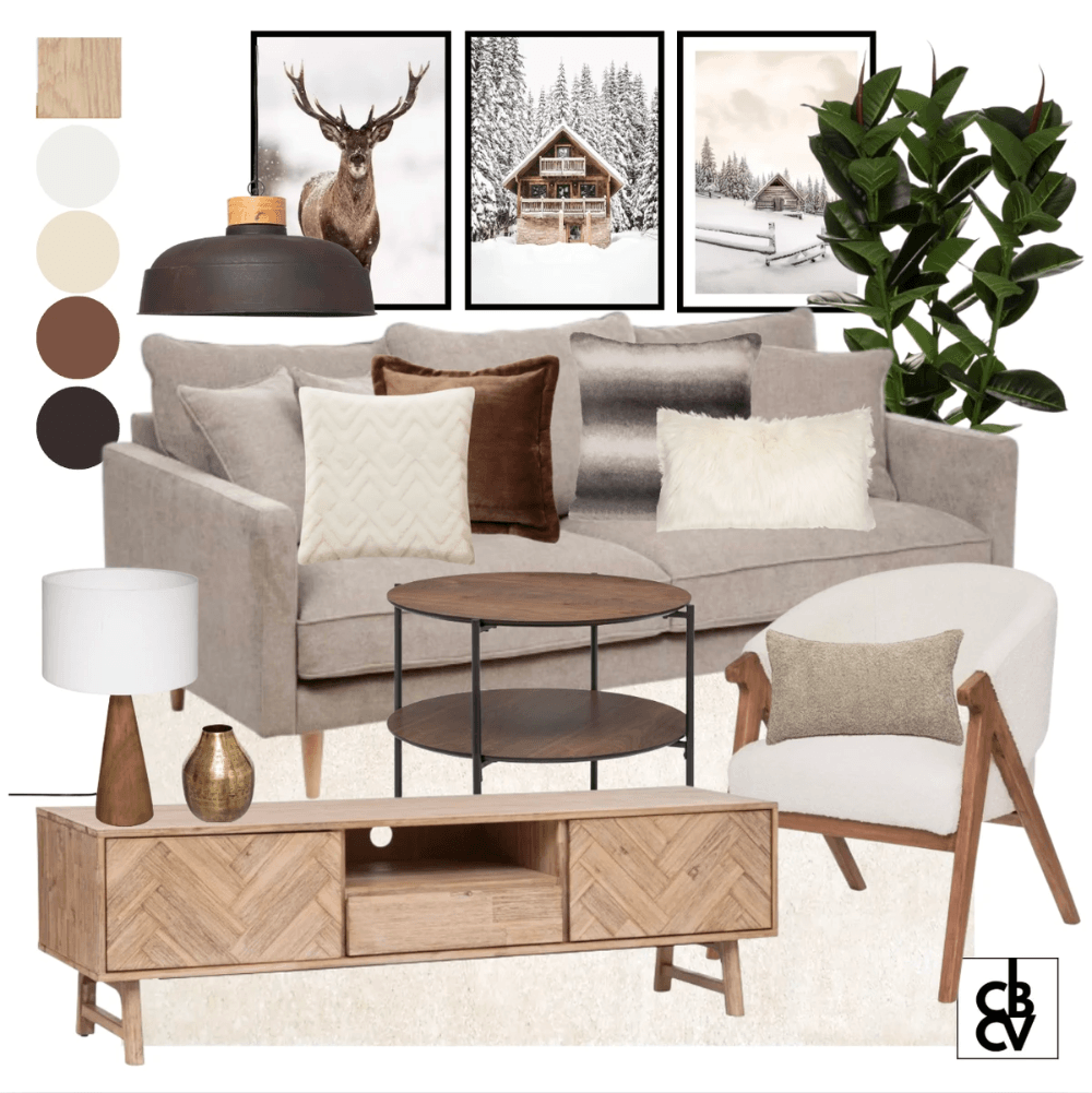 Un pack de mobilier color design avec un canapé bleu, un tapis et une table basse