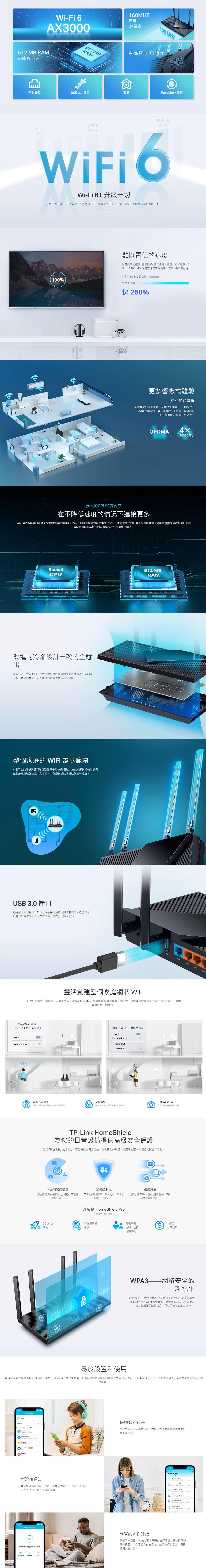 TP-Link Archer AX15 AX3000 雙頻 Wi-Fi 6+ EasyMesh 路由器