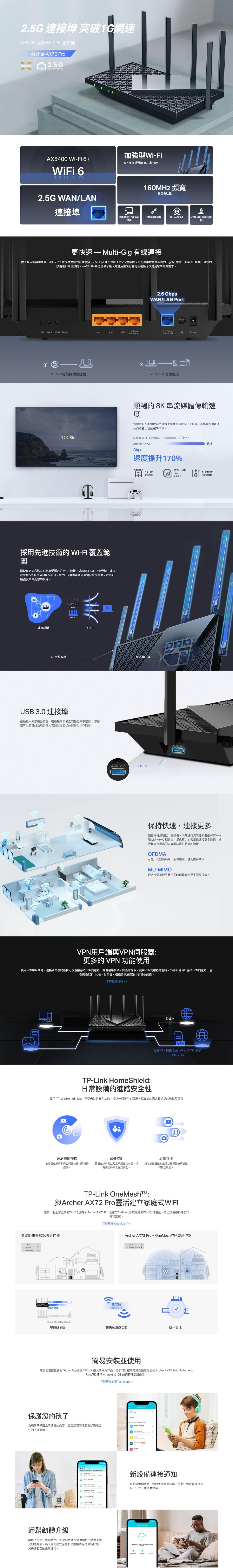 TP-Link Archer AX72 Pro AX5400 2.5G Multi-Gigabit WiFi 6+ 路由器