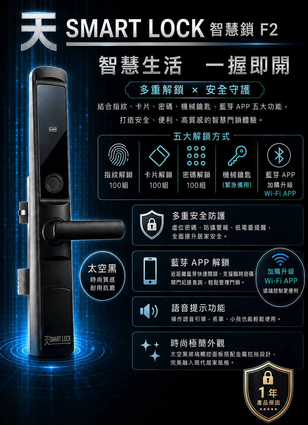 Electronic lock uses advanced anti-theft technology, and is equipped with an automatic alarm system, making your home safe and secure. safety design Our product Electronic lock product introduction display