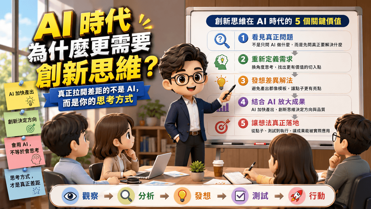 AI 工具愈來愈普及，真正拉開競爭力的不是工具，而是思考方式。