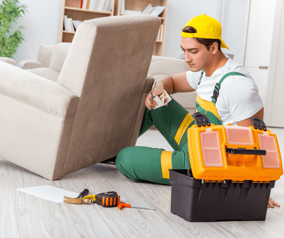 Pro handyman fixing broken furniture