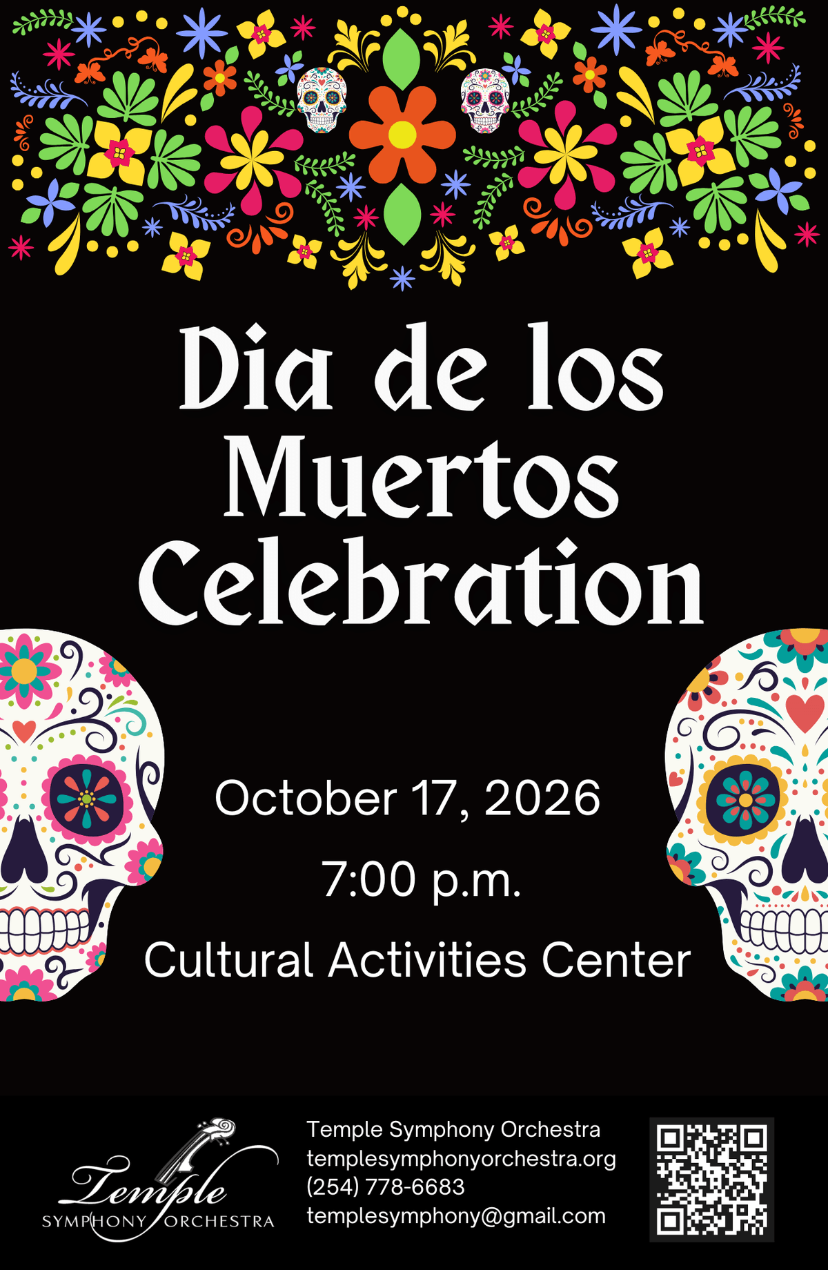 Temple Symphony Orchestra - Oct. 17, 2026 Dia de los Muertos Celebration poster