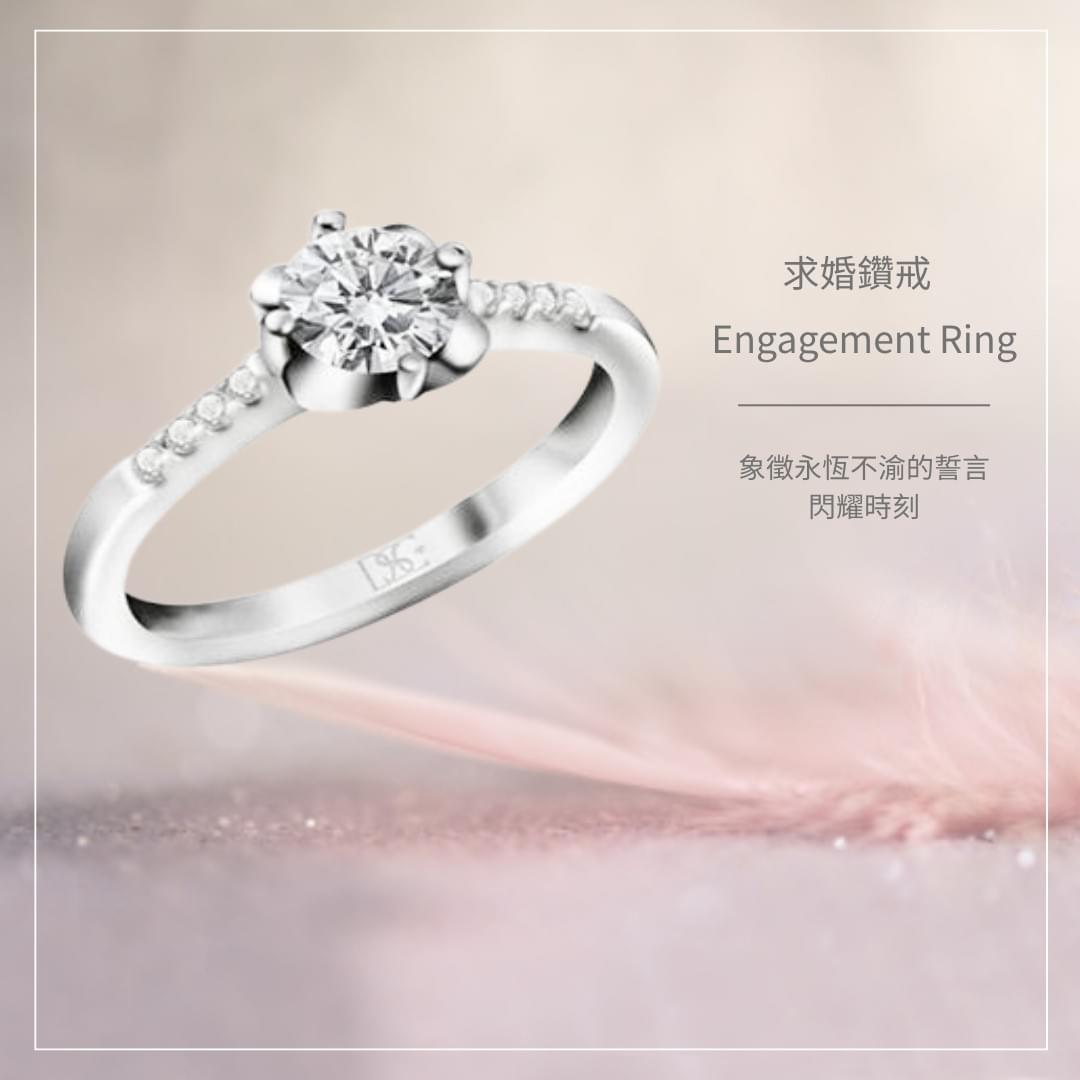 DSC 鑽石 求婚鑽戒系列 嚴選頂級車工鑽石 四爪花托型鑲嵌與側鑲8顆小鑽 鑽戒置於粉色羽毛尾端 猶如躍動極致閃耀光芒 象徵永恆不渝的誓言