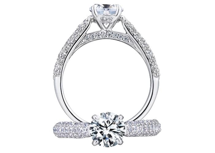 DSC日本求婚鑽戒推薦，鉑金鑽戒平放與側面立放視角，展現日系精緻工藝