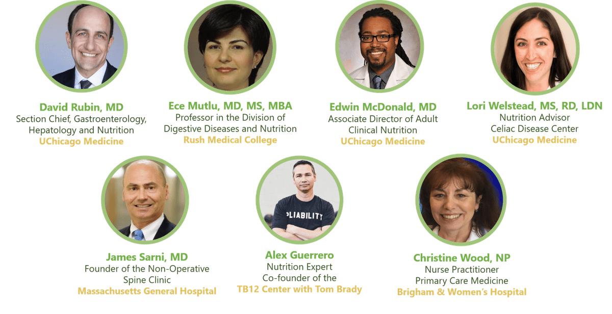 University of Chicago Medicine Gastroenterology, Hepatology, Nutrition, Rush Medical College, David Rubin, Ece Mutlu, Edwin McDonald, Lori Welstead, James Sarni, Alex Guerrero, Christine Wood, Massachusetts General Hospital, TB12 Center with Tom Brady, Brigham & Women's Hospital