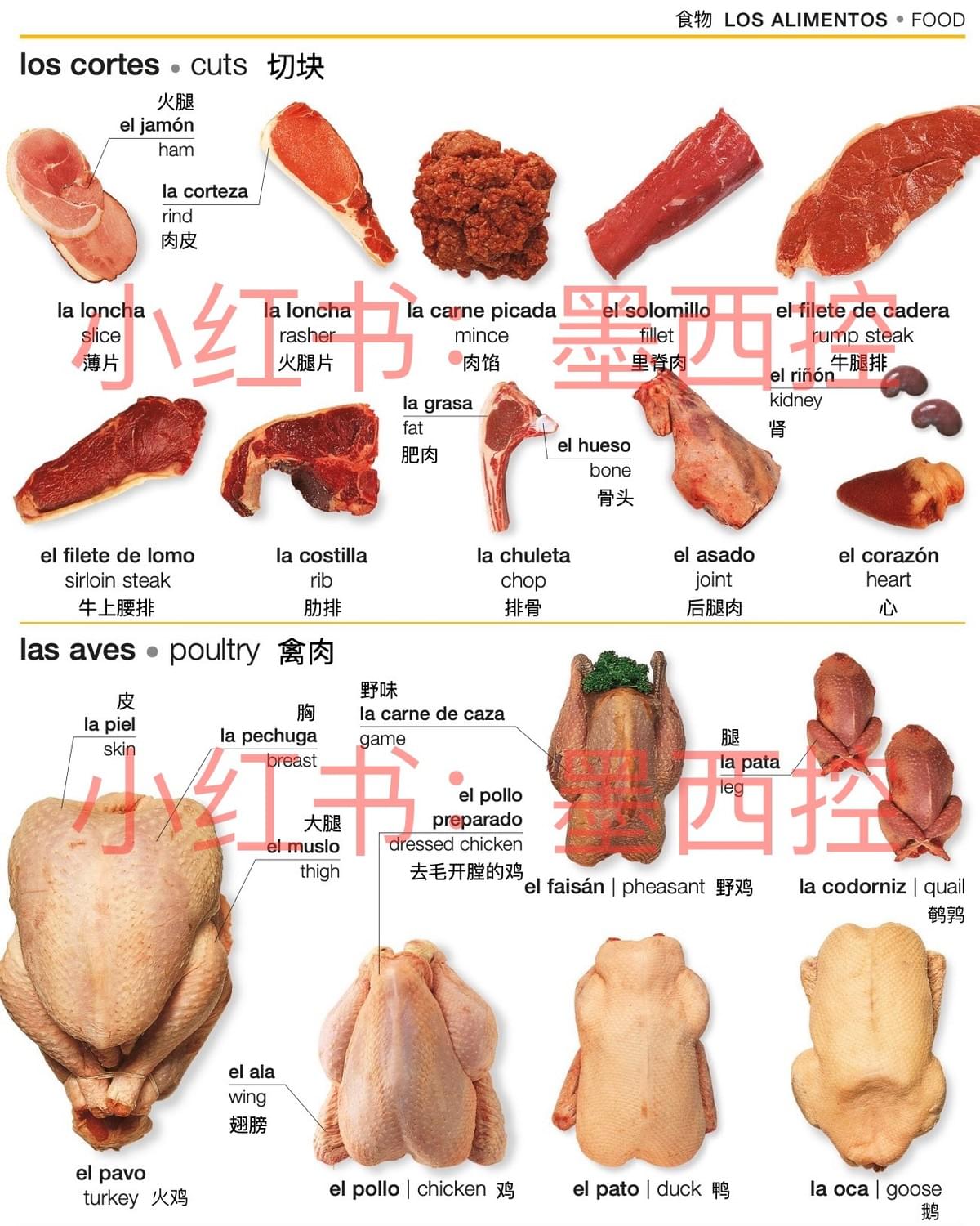 切块、禽肉。