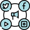 Icon of a megaphone representing digital marketing and content promotion services