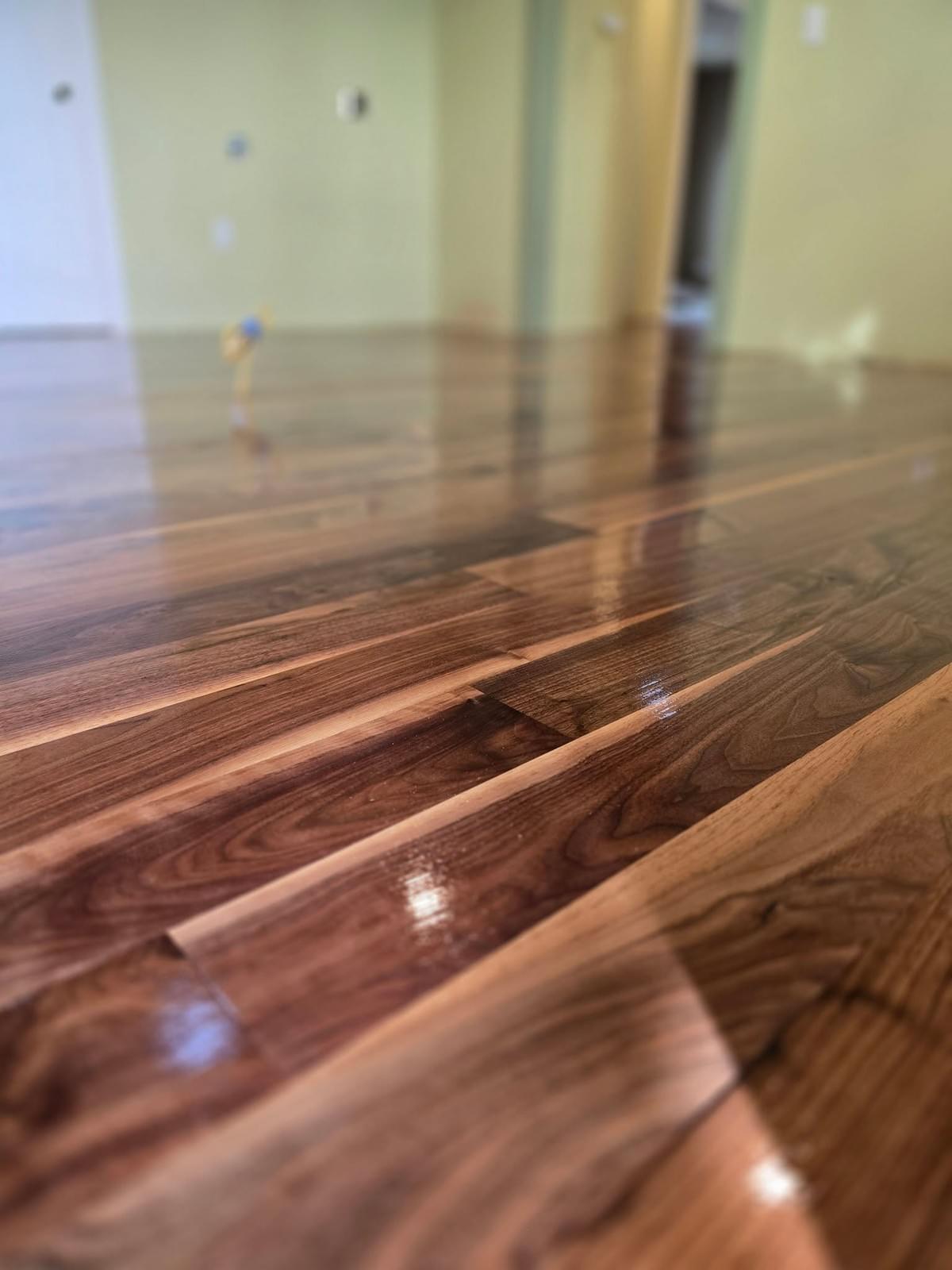 Refinished hardwood floor sanding in Utah home