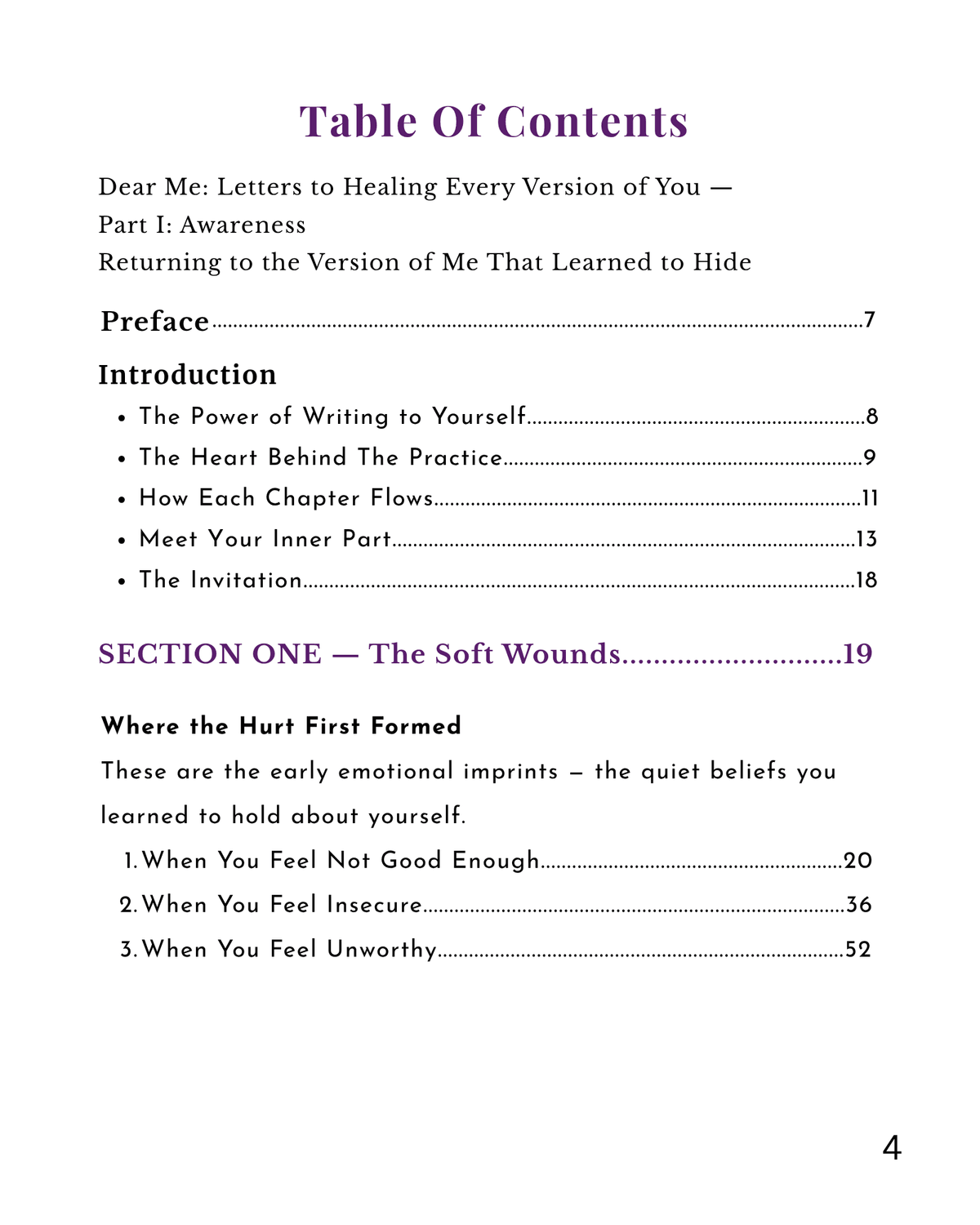 Dear Me: A Journal For Healing Every Version of You - Part 1 Awareness