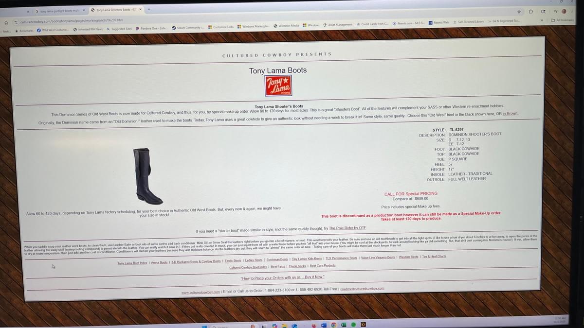 Tony Lama Shooter's Boots - Black - Muleskinners - Dominion Series -$689 New - Barely Used
