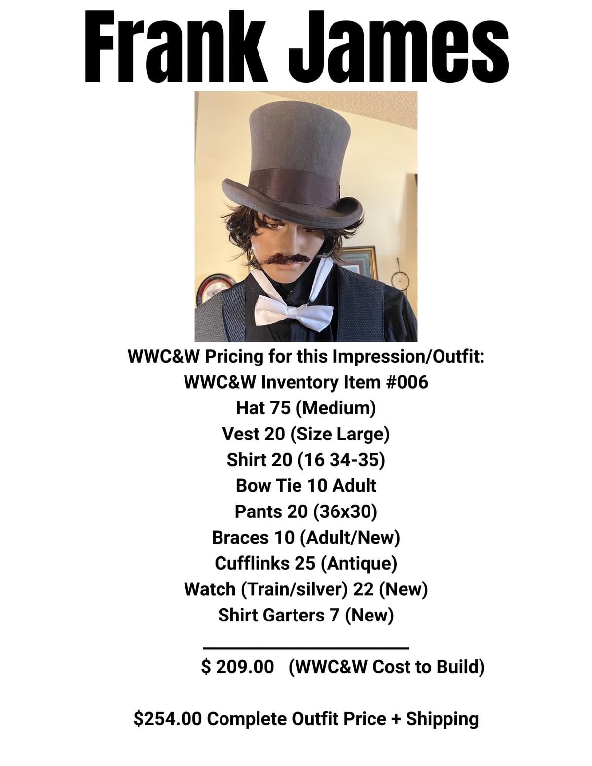 Costume Item # 6 - Frank James