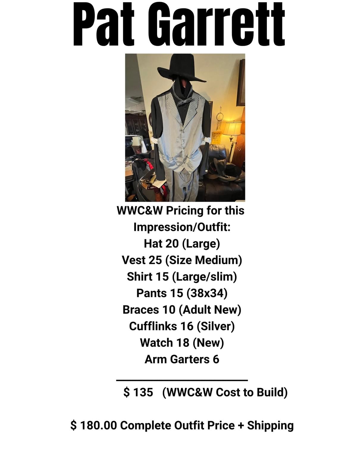 Outfit Inventory Item #3 - Pat Garrett