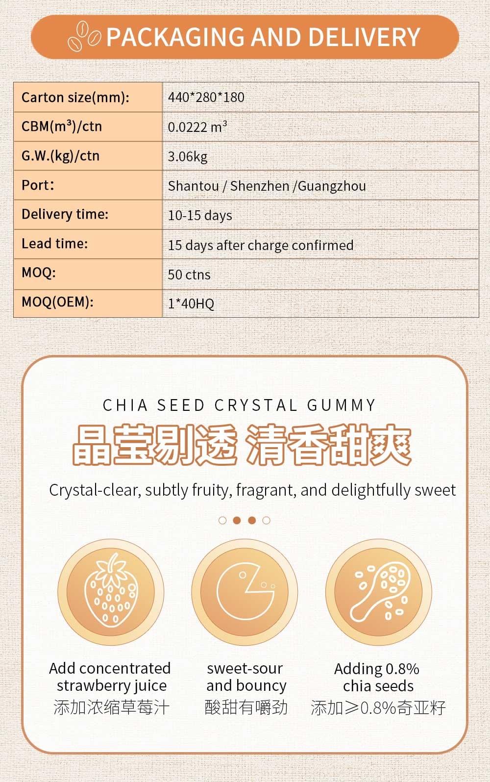 Chia Seed Crystal Gummy（Strawberry Flavor）98g