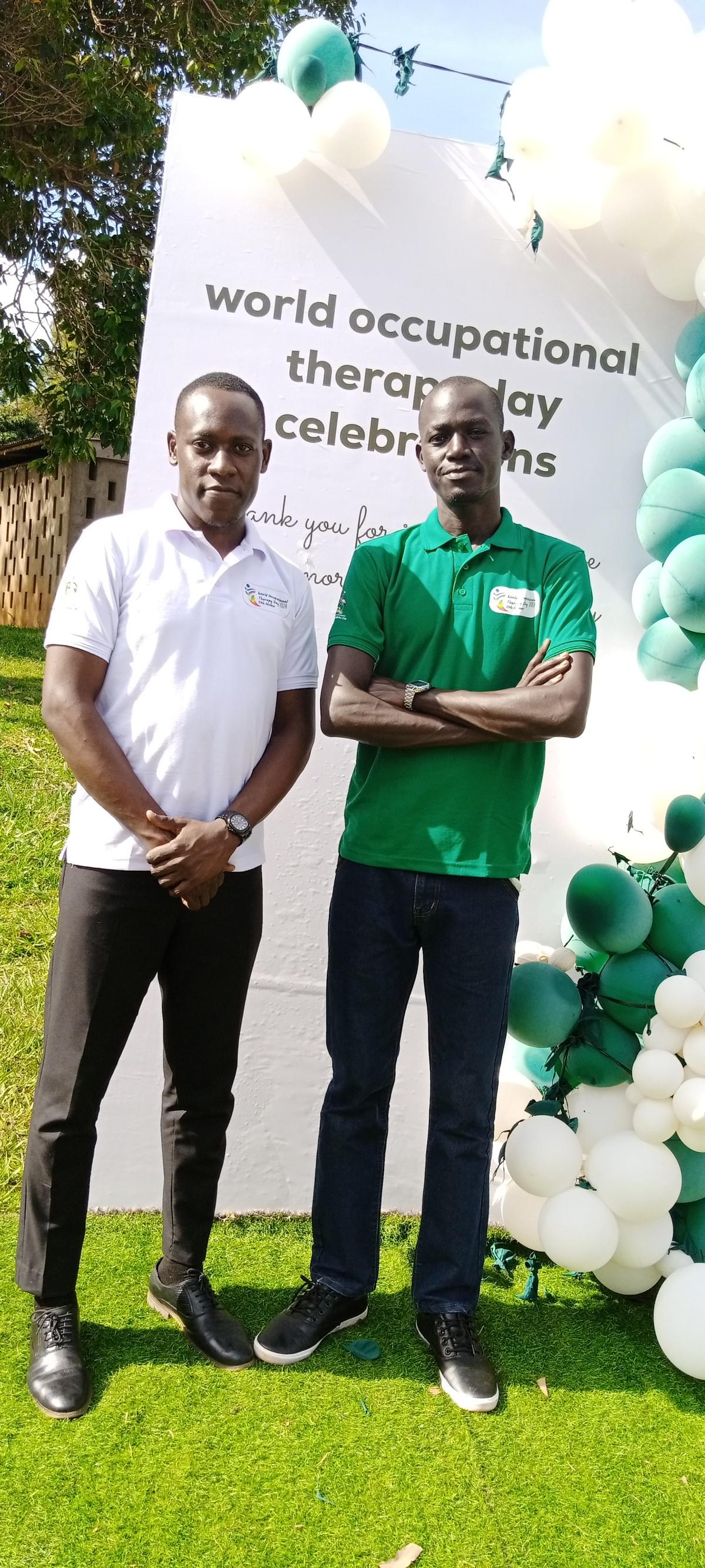 Our Executive Director Isaac in green T-shirt and our volunteer Phillips who are both Occupational therapists attended the World Occupational Therapy Day celebration in Kampala, Uganda. 