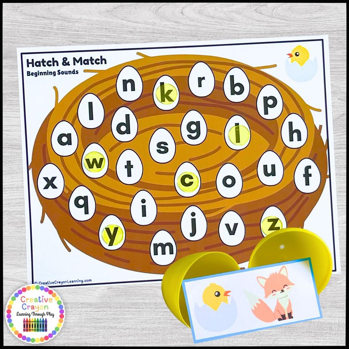https://www.teacherspayteachers.com/Product/Spring-Easter-Hatch-Match-Decodable-CVC-Literacy-Center-PreKKindergarten-13283655