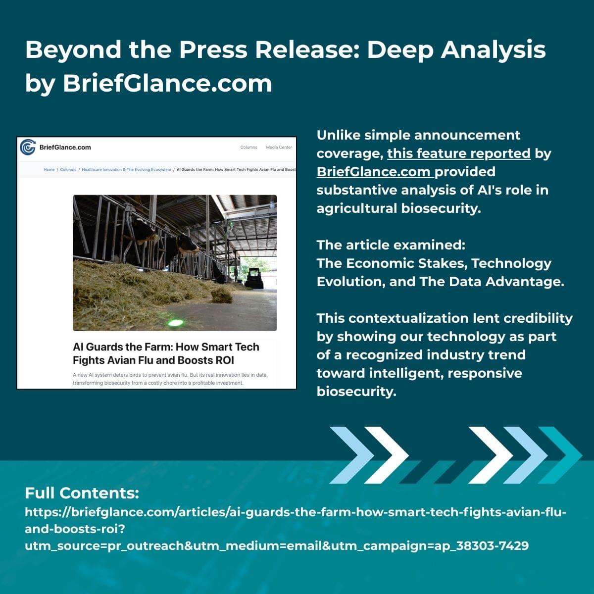 Briefglance.com feature article analyzing AI role in fighting Avian Flu and boosting ROI for commercial poultry and dairy farms.