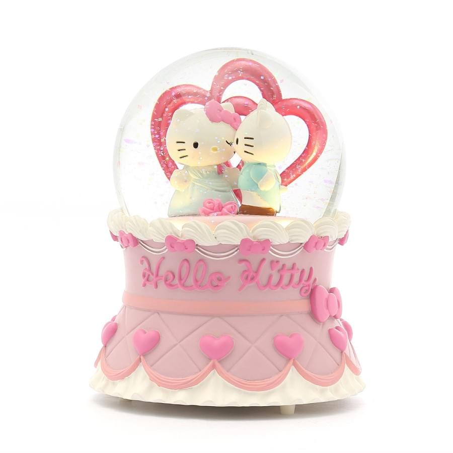 Hello Kitty & Daniel 情人 燈光 水晶球音樂盒
