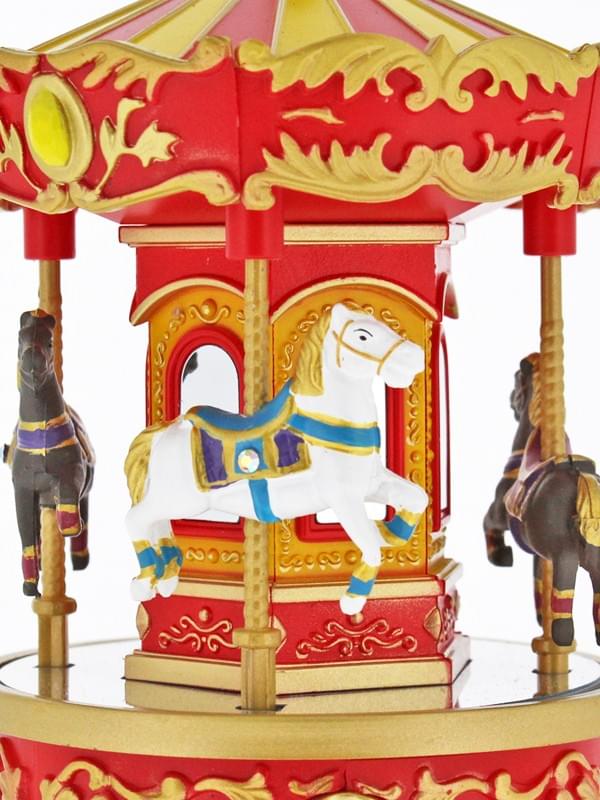 彩色旋轉木馬音樂盒(紅),,,,會上下移動的可愛音樂盒