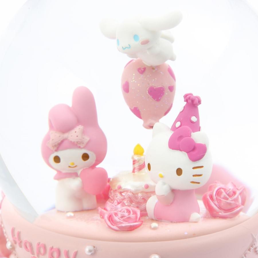 三麗鷗明星粉紅派對 生日蛋糕 水晶球音樂盒