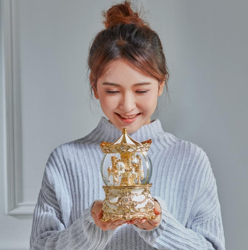 華麗金旋轉木馬(燈光) 水晶球音樂盒