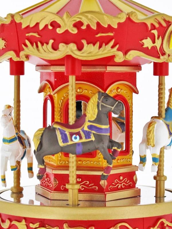 彩色旋轉木馬音樂盒(紅),,,,會上下移動的可愛音樂盒