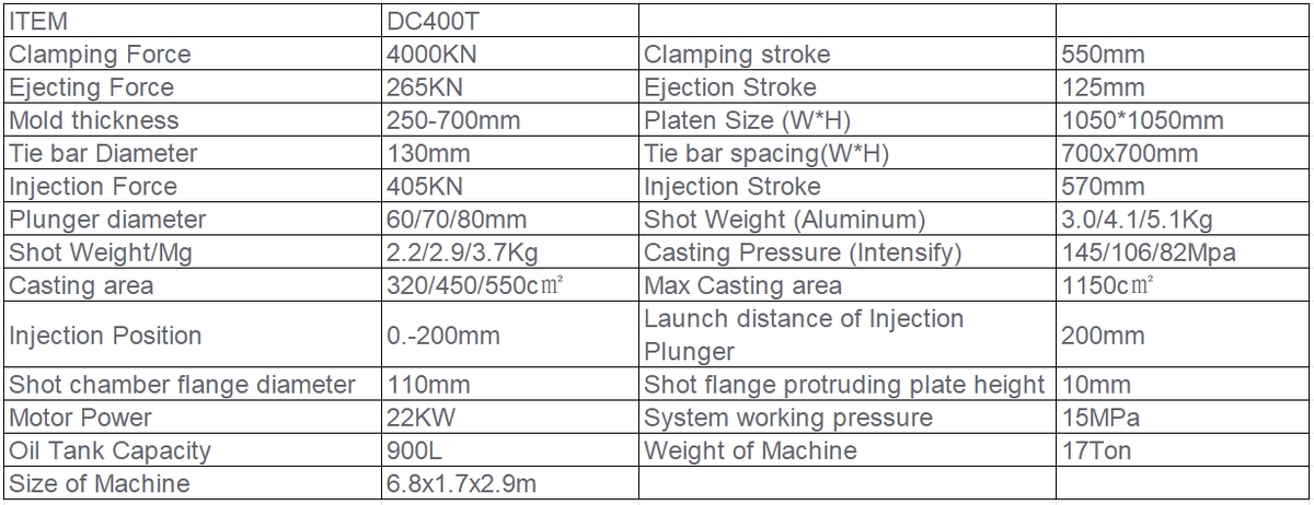 DC400T Standard Cold Chamber Die Casting Machine