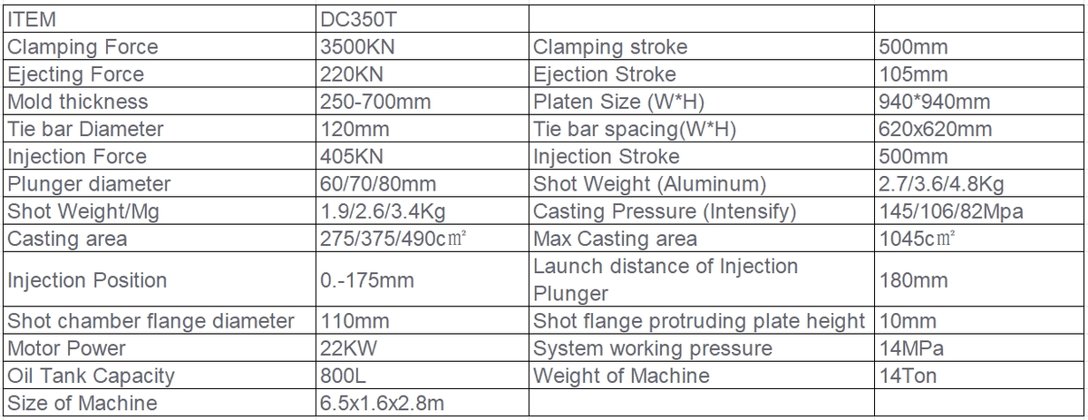 DC350T Standard Cold Chamber Die Casting Machine