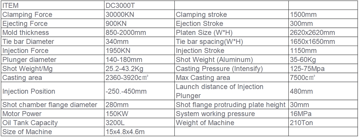 DC3000T Standard Cold Chamber Die Casting Machine