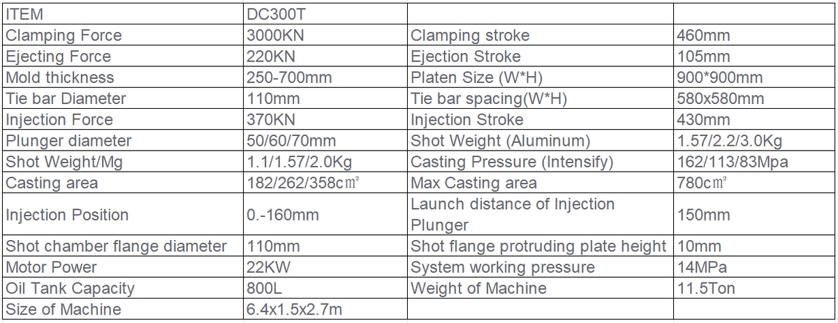 DC300T Standard Cold Chamber Die Casting Machine