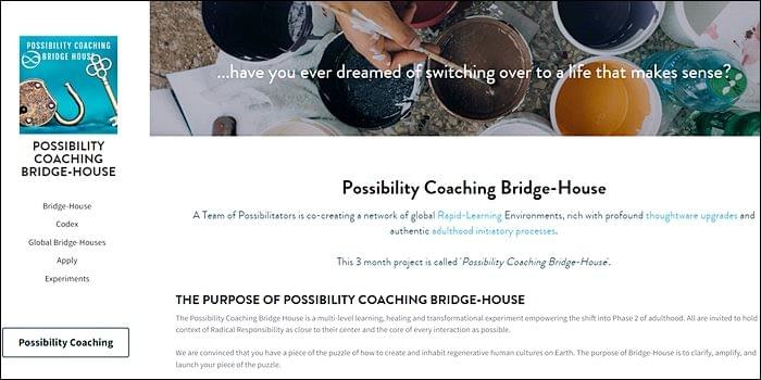 Possibility Coaching Bridge-House, StartOver.xyz, Possibility Management