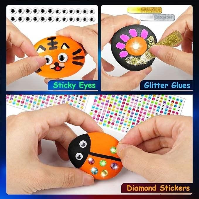 Rock Painting Kit, Rocks for Painting (1.2-2 Inch / 2-3.15 Inch), Birthday Children's Gift Art