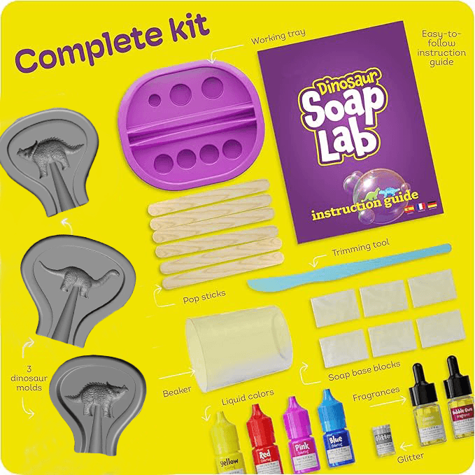 Children's Dinosaur Soap Making Kit, Dinosaur Science Toy Set, DIY Activity Craft - Art Craft Gift 