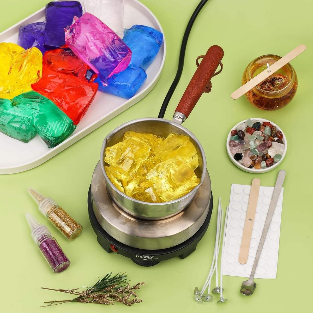 Jelly Candle Making Kit, - 7 Color Candle Making Kit, DIY Beginner Candle Making Kit