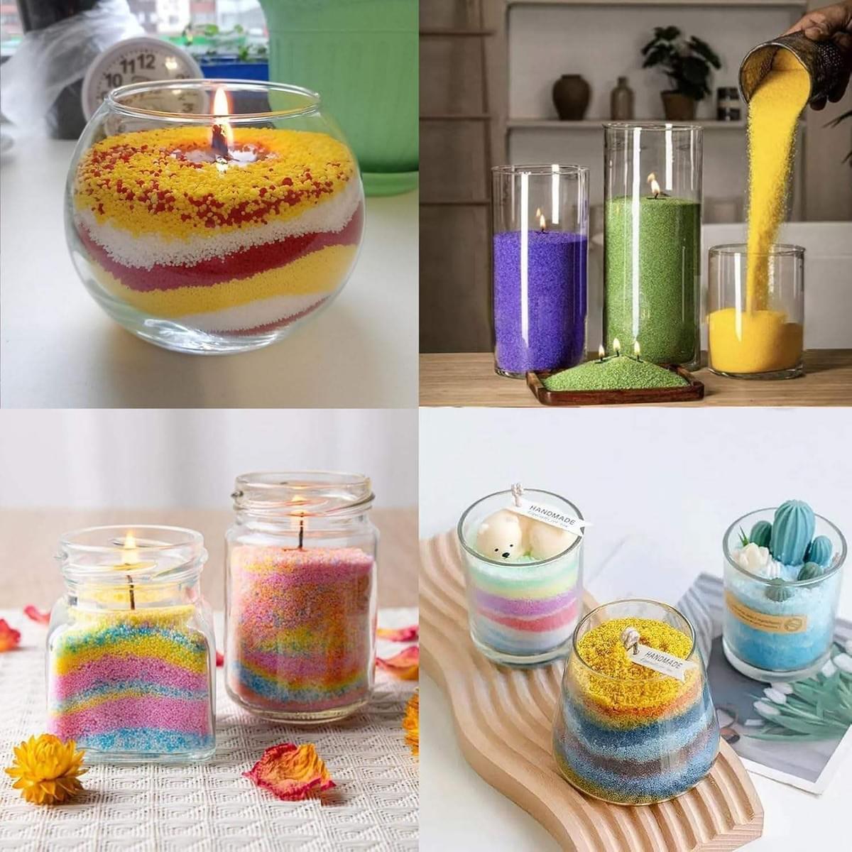 5 Color DIY Sand Wax Candle Making Kit - Filling Pearl Wax with Candle Wick, Scented Candle Supplies
