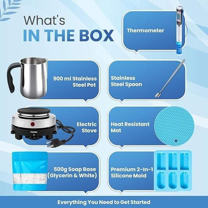 Soap Making Kit, with 900 ml Stainless Steel Melting Pot Integrated DIY Silicone Mold Soap Making 